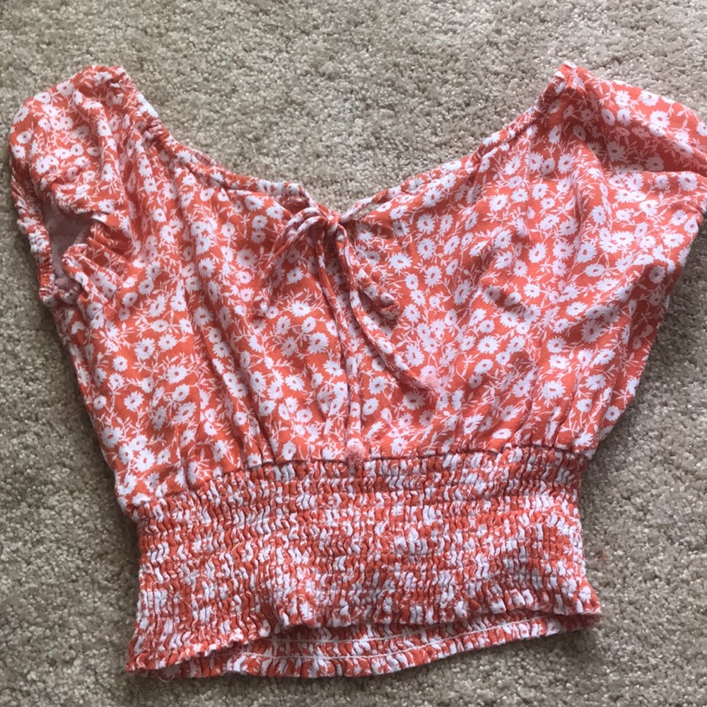 Orange floral crop top
